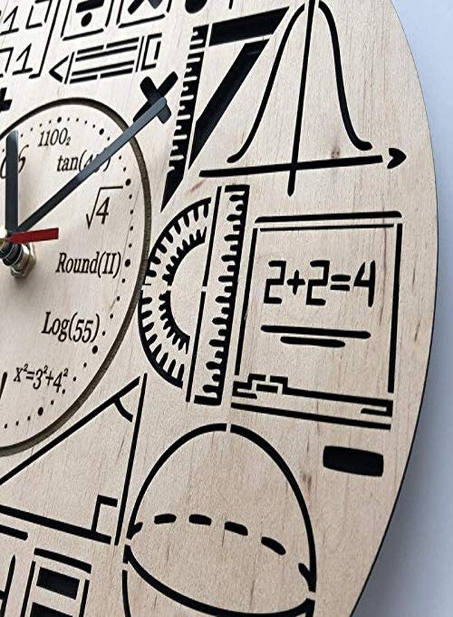 NABSTER Eco Wood Unique Math Wall Clock with Silent Quartz Movement (Beige) - Image 5