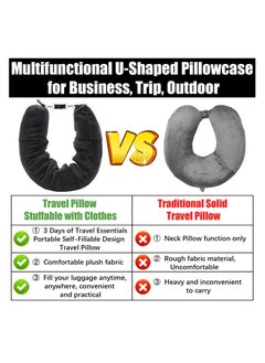 CMGTYYD Stuffable Travel Pillow Soft Plush Neck Pillow with Clothes Adjustable Travel Neck Pillow for Extra Luggage Fits 3 Days' Essentials for Car, Plane or Train No Filler  - Image 2