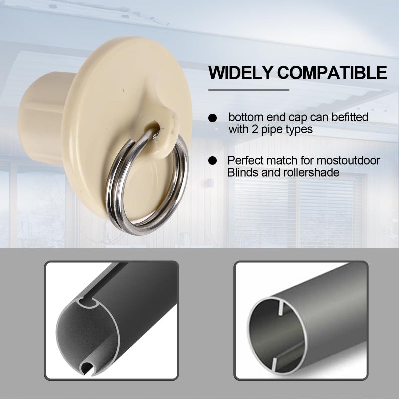 Lihopefe Universal 5-pack pull ring end cap Replacement Shade Parts of Exterior Sun Shades Outdoor/Indoor Roller up Blinds (Beige)  - Image 5