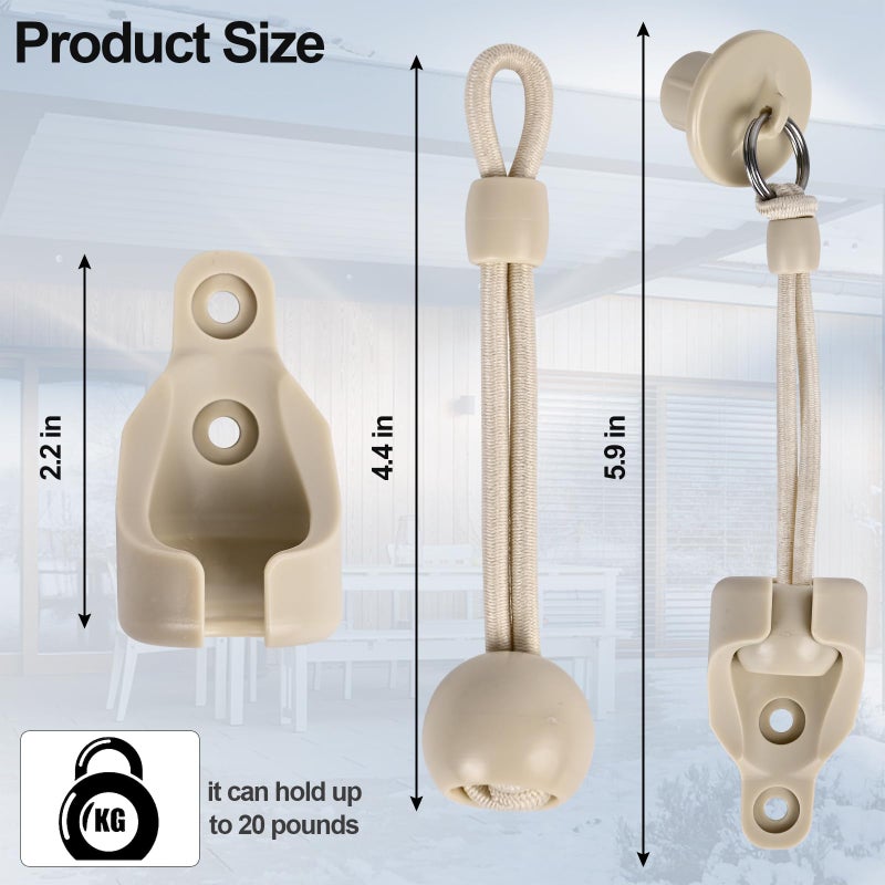 Lihopefe Universal 5-pack pull ring end cap Replacement Shade Parts of Exterior Sun Shades Outdoor/Indoor Roller up Blinds (Beige)  - Image 4