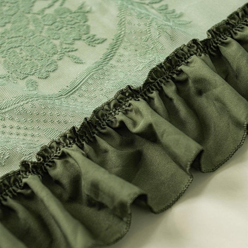 Deeprove Olive Green Boho Lace Curtains 84 Inch Long 2 Panels, Rustic Ruffled Flowy Cute Sheer for Bedroom Living Nursery Room Cottage Bohemian Chic Privacy Xmas Window Decor, W57 x L84 - Image 3