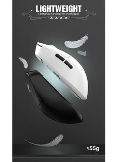 زونفوكس ماوس ألعاب لاسلكي ثلاثي الأوضاع XunFox H8 - 2.4 جيجاهرتز، بلوتوث وسلكي - خفيف الوزن للغاية 59 جرامًا - قابل للتعديل بدقة 12000 نقطة في البوصة - معدل استطلاع رباعي الطبقات - عمر بطارية طويل - ماوس RGB مريح لأجهزة الكمبيوتر الشخصية وأجهزة ماك وأجهزة الكمبيوتر المحمولة (أسود)  - Image 3