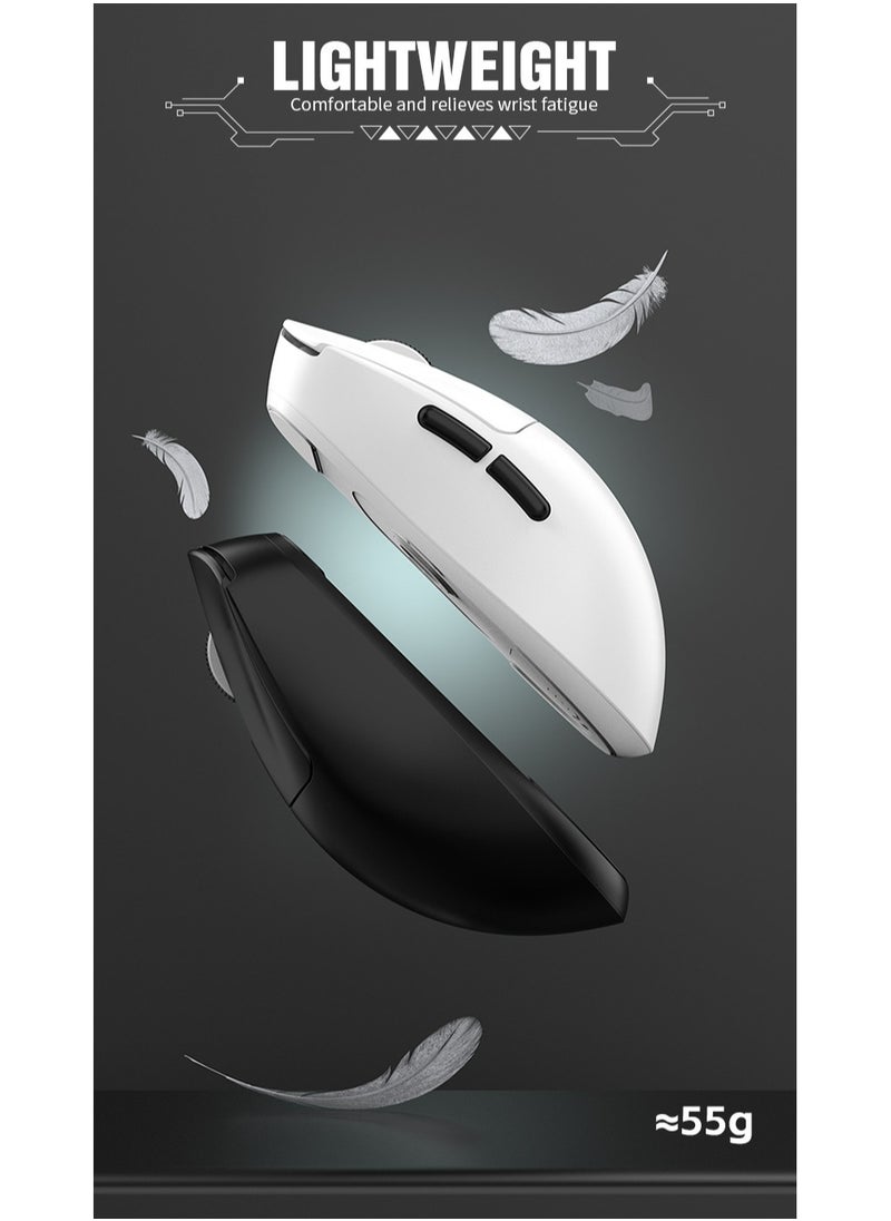 XUNFOX XunFox H8 Tri-Mode Wireless Gaming Mouse – 2.4G, Bluetooth & Wired – Ultra-Lightweight 59g – Adjustable 12,000 DPI – 4-Tier Polling Rate – Long Battery Life – Ergonomic RGB Mouse for PC, Mac, Laptop (Black)  - Image 3