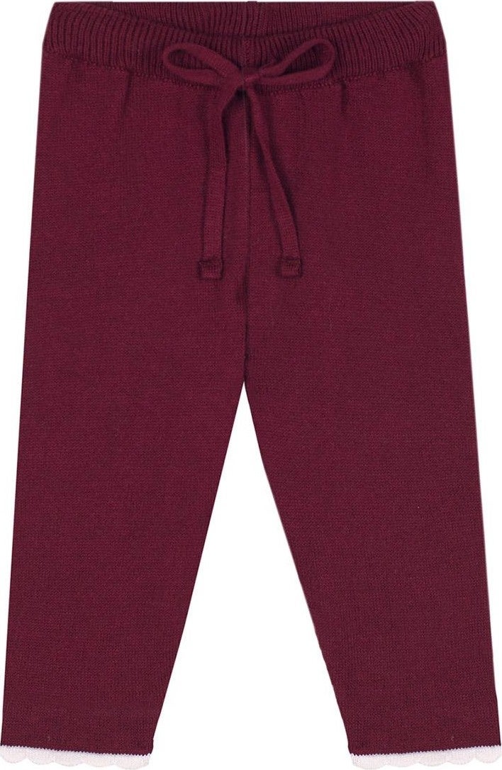 Antebies White Contrast Detailed Ruffle Burgundy Knitwear Baby  - Image 2