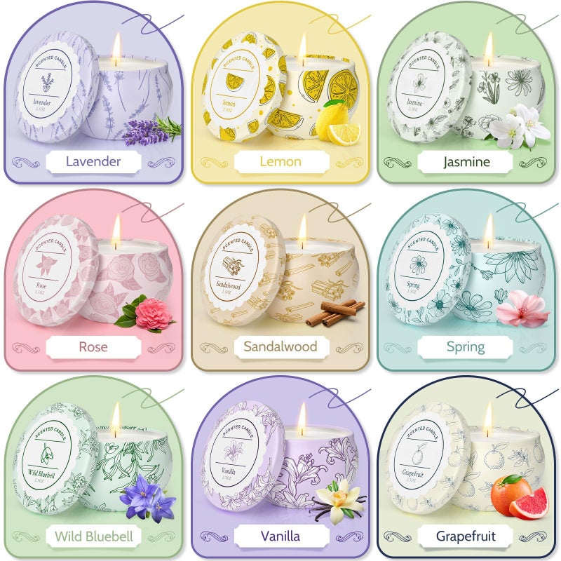 WarmEmbrace Scented Candles, Candle Set of 9, Long-Lasting Candles for Women, Candle Present Set for Birthday, Valentine's Day Scented Candles for Her - Image 3
