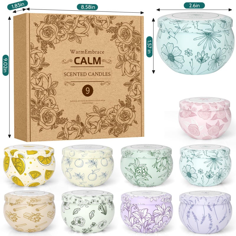 WarmEmbrace Scented Candles, Candle Set of 9, Long-Lasting Candles for Women, Candle Present Set for Birthday, Valentine's Day Scented Candles for Her - Image 2