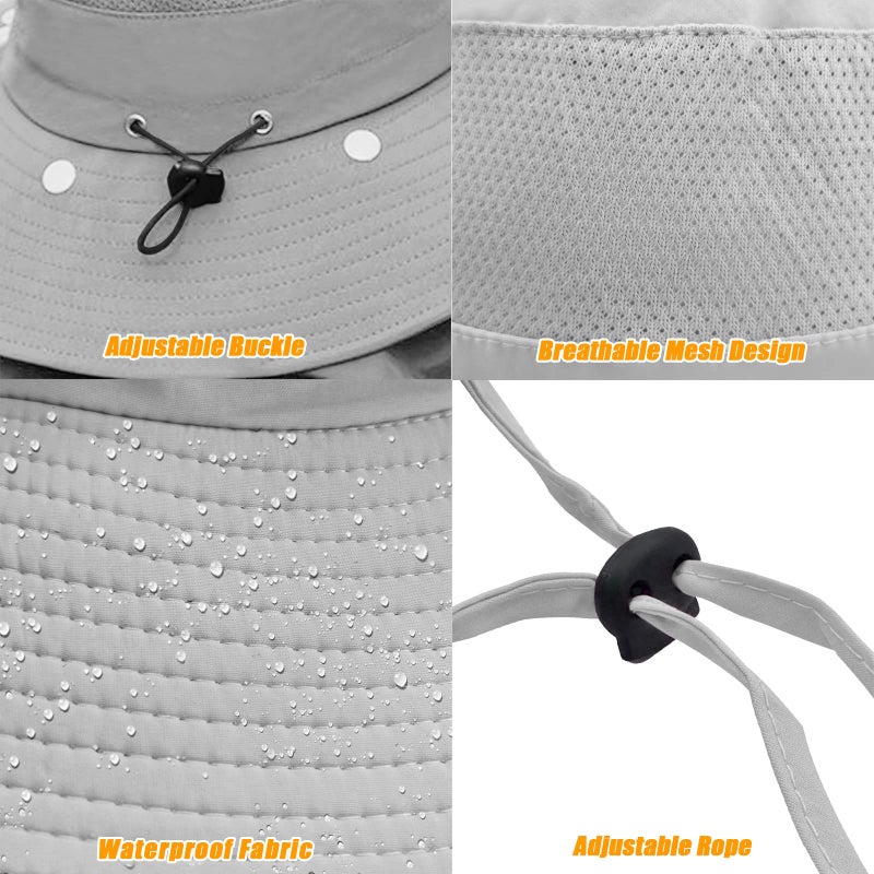 Outrip Fishing Hat for Men & Women, Outdoor UV Sun Protection Wide Brim Hat with Face Cover & Neck Flap Grey - Image 5
