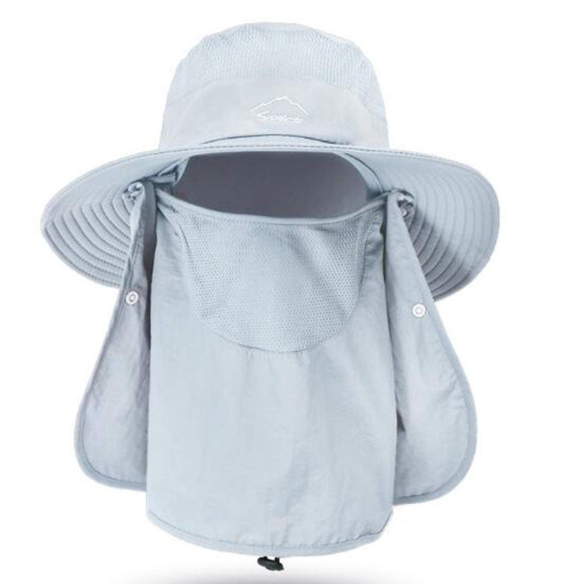 Outrip Fishing Hat for Men & Women, Outdoor UV Sun Protection Wide Brim Hat with Face Cover & Neck Flap Grey - Image 1