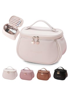 Swift Large Capacity Travel Cosmetic Bag, Multifunctional Storage Makeup Bag PU Leather Makeup Bag, with Handle and Divider Travel Cosmetic Bags for Women  - Image 1