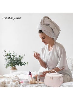 Swift Large Capacity Travel Cosmetic Bag, Multifunctional Storage Makeup Bag PU Leather Makeup Bag, with Handle and Divider Travel Cosmetic Bags for Women  - Image 2