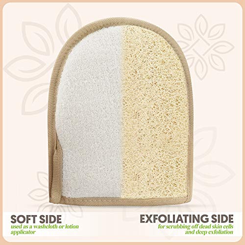 ALMOONI Premium Exfoliating Loofah Glove Pad Body Scrubber. Our Mitt Gloves are Made of Natural Egyptian Shower Loufa Sponge That Gets You Clean, Not Just Spreading Soap (2 Pack) - Image 4