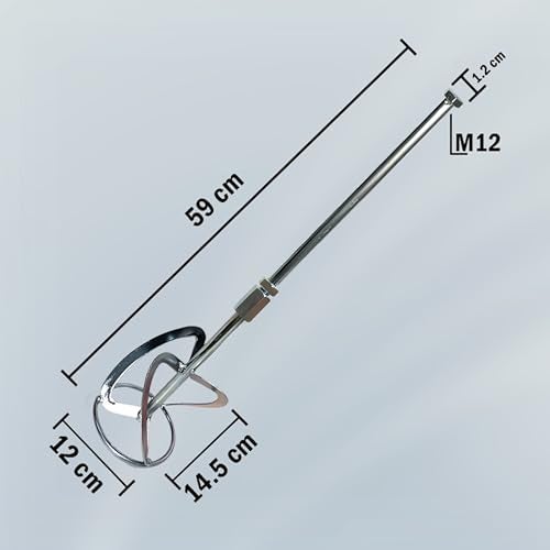 iBELL Heavy-Duty M12 Paint Mixer Rod – 59 cm Steel Spiral Paddle | Compatible with iBELL PM12-50 | Ideal for Paint, Mortar, Cement, Plaster & Adhesives - Image 2