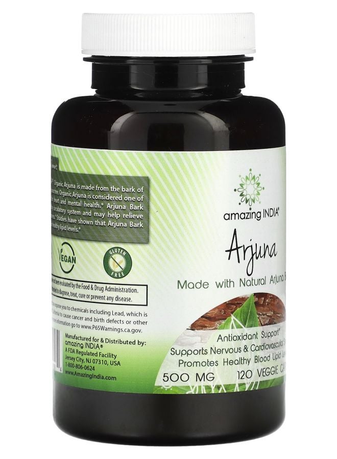 Amazing India Arjuna 500 mg 120 Veggie Capsules - Image 2
