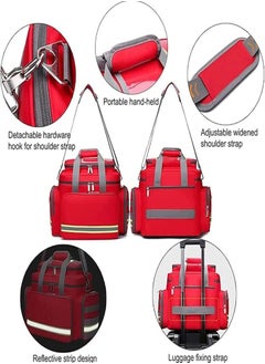 Generic Professional first aid kit, portable medical kit, trauma kit for first responders, large capacity storage bag with reflective strips for home, doctor, community care - red  - Image 3