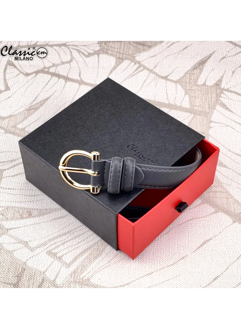 Classic Milano Grey (SGPU16) Classic Milano Women's Belt with Gift Box; Faux Leather Ladies Belt for Dresses, Jeans & Gowns; Stylish Womens Belt; Adjustable Girls Belt; Belt for Women | Full Length: 110 CM (Free Size - Fits up to the waist of 40 Inches / 100 CM) for Women | Best Price UAE