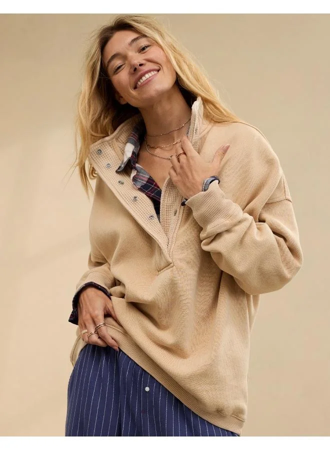 Aerie Aerie Getaway Quarter Snap Sweatshirt