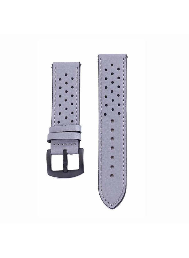 Perfii Dot Genuine Leather Replacement Band for Samsung Galaxy Watch3 45mm Grey - Image 2