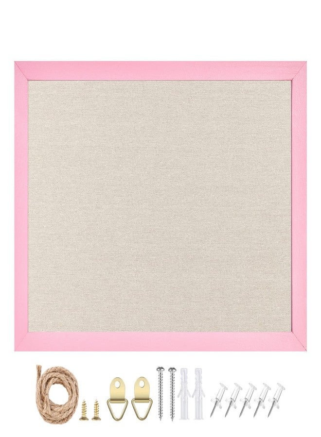 TORASO لوحة إعلانات من الكتان من TORASO، مقاس 10.2 بوصة × 14.3 بوصة، إطار خشبي وردي، كتان بيج، لوحة دبابيس صغيرة للديكور المنزلي والمطبخ والمكتب (PK-2636) - Image 2
