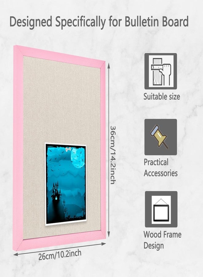 TORASO لوحة إعلانات من الكتان من TORASO، مقاس 10.2 بوصة × 14.3 بوصة، إطار خشبي وردي، كتان بيج، لوحة دبابيس صغيرة للديكور المنزلي والمطبخ والمكتب (PK-2636) - Image 3