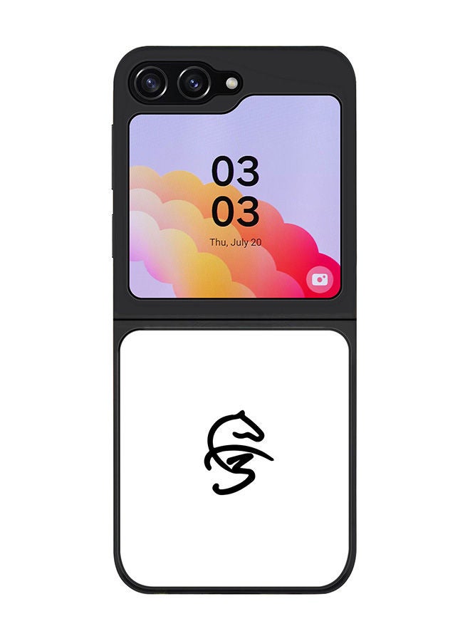 Stylizedd Rugged Black edge case for Samsung Galaxy Z Flip5, Slim fit Soft Case Flexible Rubber Edges Anti Drop TPU Gel Thin Cover -   Faz3 Icon White - Image 1