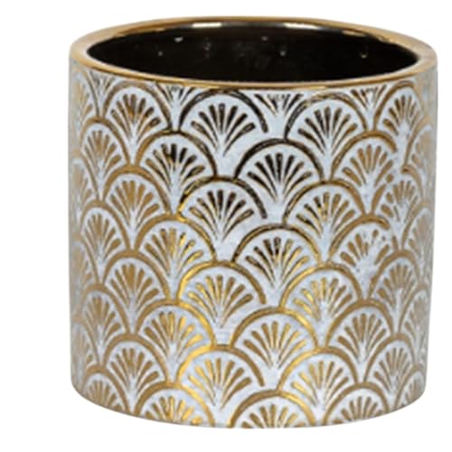 FOX & FERN Premium Ceramic Planter with Drainage-Hole for Vibrant Garden | Enhance The Ambiance of Your Home, Office or Garden (Dia. 5") (GA134B-057-GG) - Image 1