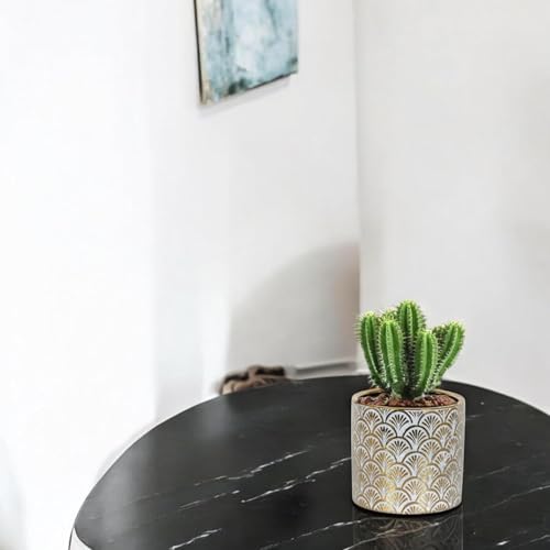 FOX & FERN Premium Ceramic Planter with Drainage-Hole for Vibrant Garden | Enhance The Ambiance of Your Home, Office or Garden (Dia. 5") (GA134B-057-GG) - Image 5