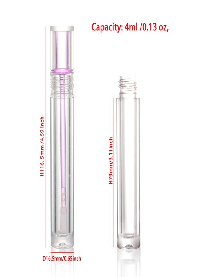COSIDEA 25pcs Empty Round Clear 4ml 0.13oz lip gloss tubes with soft silicon tip Purple wand transparent Lipgloss tube containers for lip oil packing - Image 3