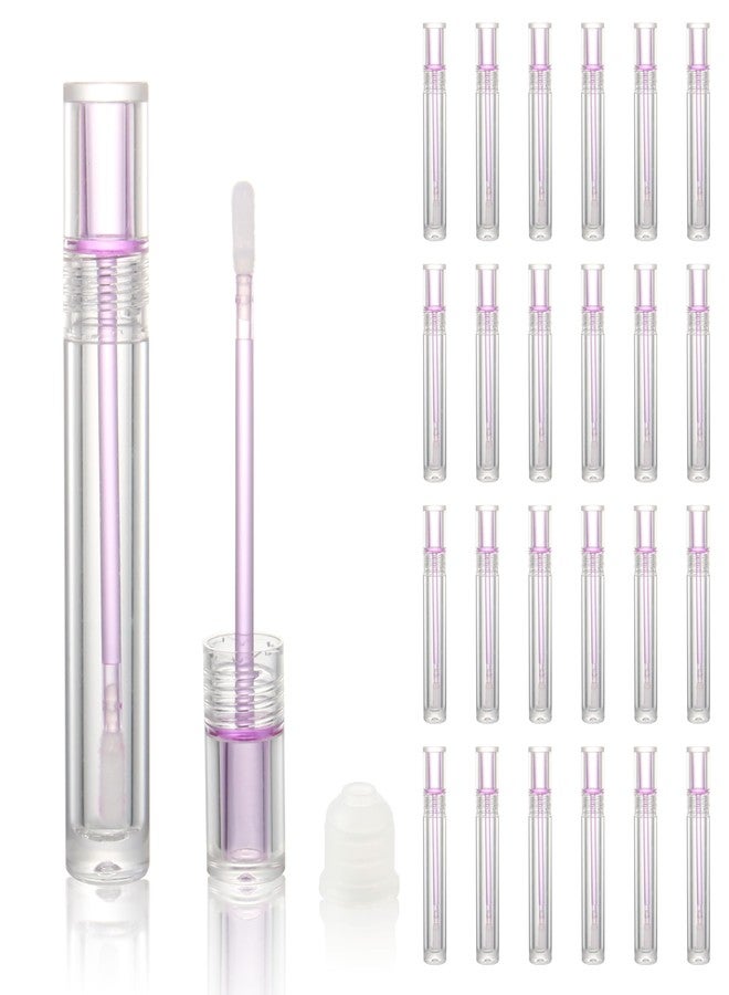 COSIDEA 25pcs Empty Round Clear 4ml 0.13oz lip gloss tubes with soft silicon tip Purple wand transparent Lipgloss tube containers for lip oil packing - Image 1