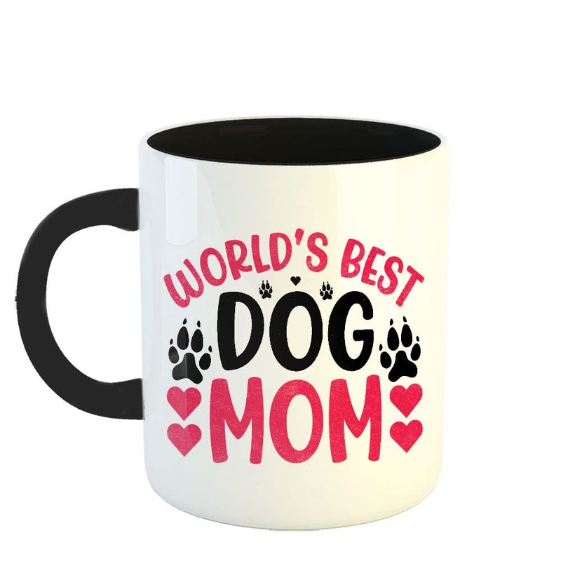 YaaNaa Coffee Mug Mothers Day Quotes Worlds Best Dog Mom Gift for Mothers Day Gift from Daughter Mother Day Gift for Mom Mother Mummy Printed Ceramic 325 ML11Oz R454BK - Image 1