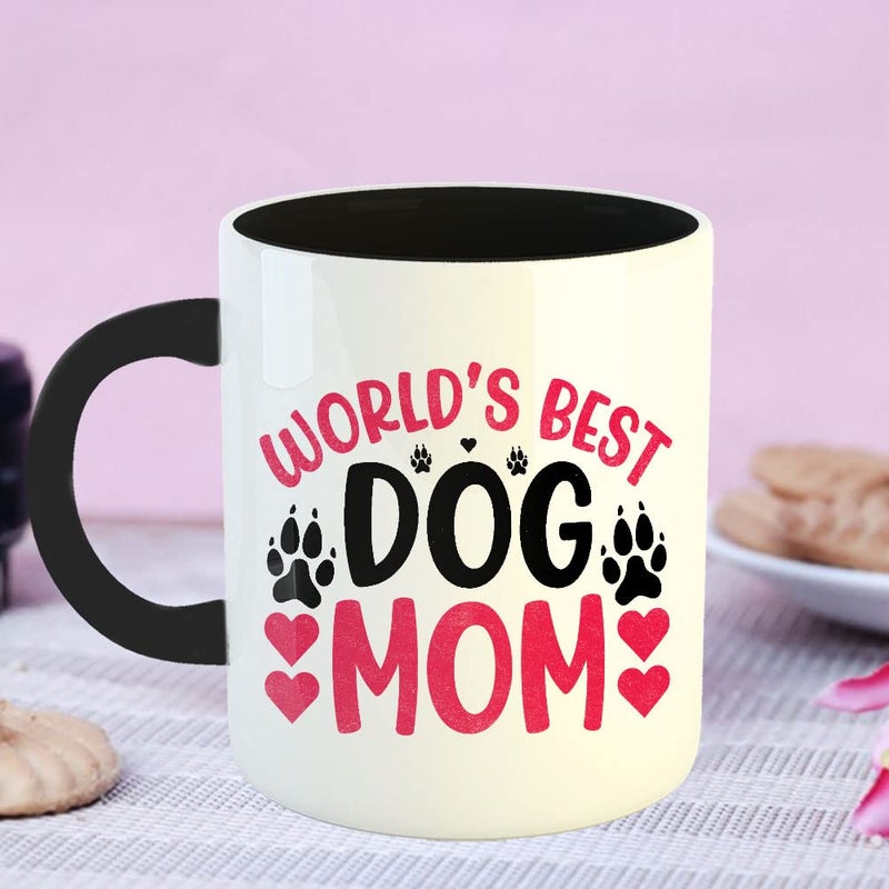 YaaNaa Coffee Mug Mothers Day Quotes Worlds Best Dog Mom Gift for Mothers Day Gift from Daughter Mother Day Gift for Mom Mother Mummy Printed Ceramic 325 ML11Oz R454BK - Image 2