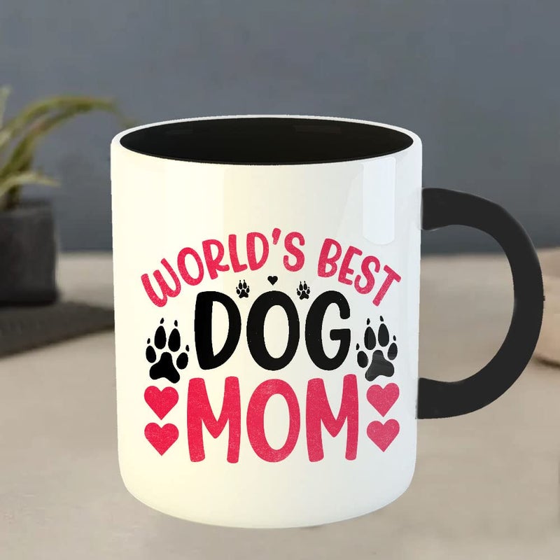 YaaNaa Coffee Mug Mothers Day Quotes Worlds Best Dog Mom Gift for Mothers Day Gift from Daughter Mother Day Gift for Mom Mother Mummy Printed Ceramic 325 ML11Oz R454BK - Image 4