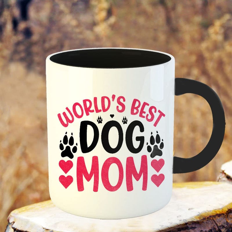 YaaNaa Coffee Mug Mothers Day Quotes Worlds Best Dog Mom Gift for Mothers Day Gift from Daughter Mother Day Gift for Mom Mother Mummy Printed Ceramic 325 ML11Oz R454BK - Image 3