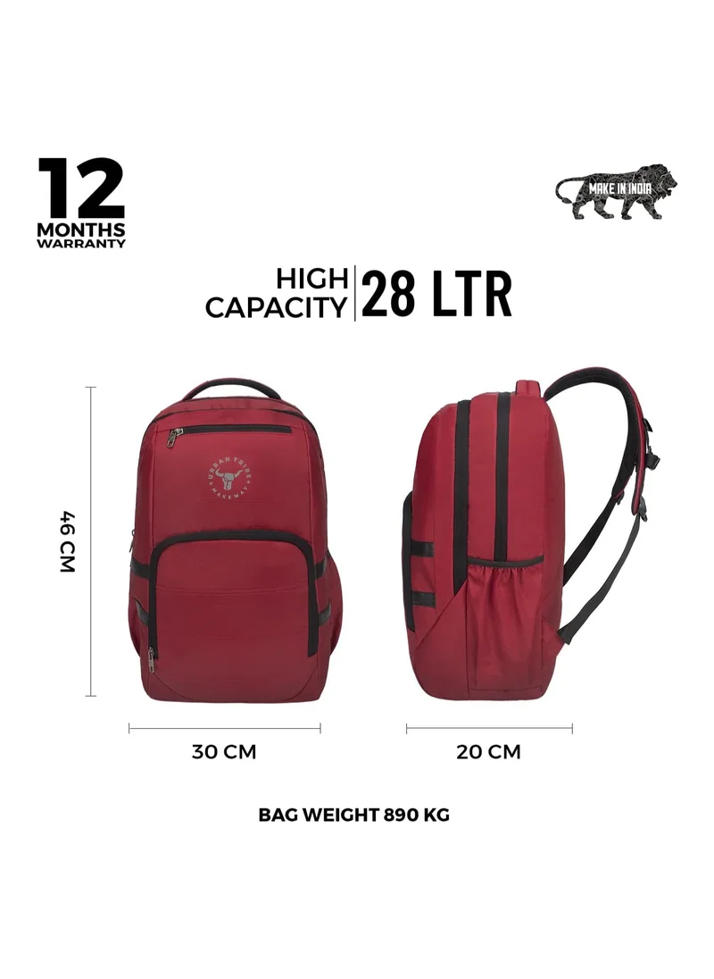 إربان ترايب URBAN TRIBE Accelerator 28 Liters Maroon Laptop Office Travel Backpack For Men And Women, Boys And Girls | Anti Theft Lock Zippers