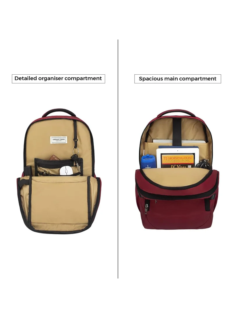 إربان ترايب URBAN TRIBE Accelerator 28 Liters Maroon Laptop Office Travel Backpack For Men And Women, Boys And Girls | Anti Theft Lock Zippers