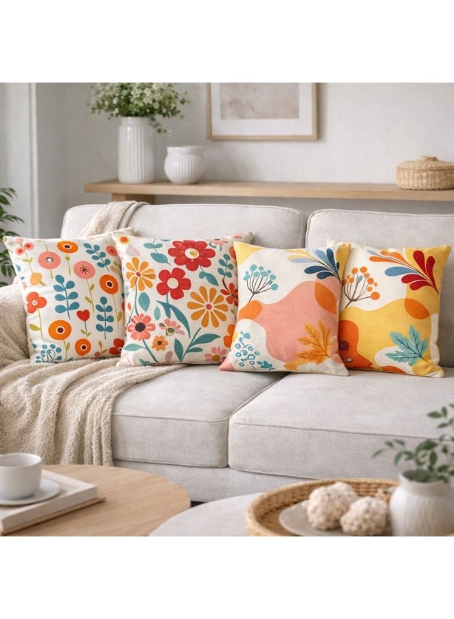 سنوز كوشن كوفر4 قطع، 40*40 سم، تصميم بلومي - Image 1