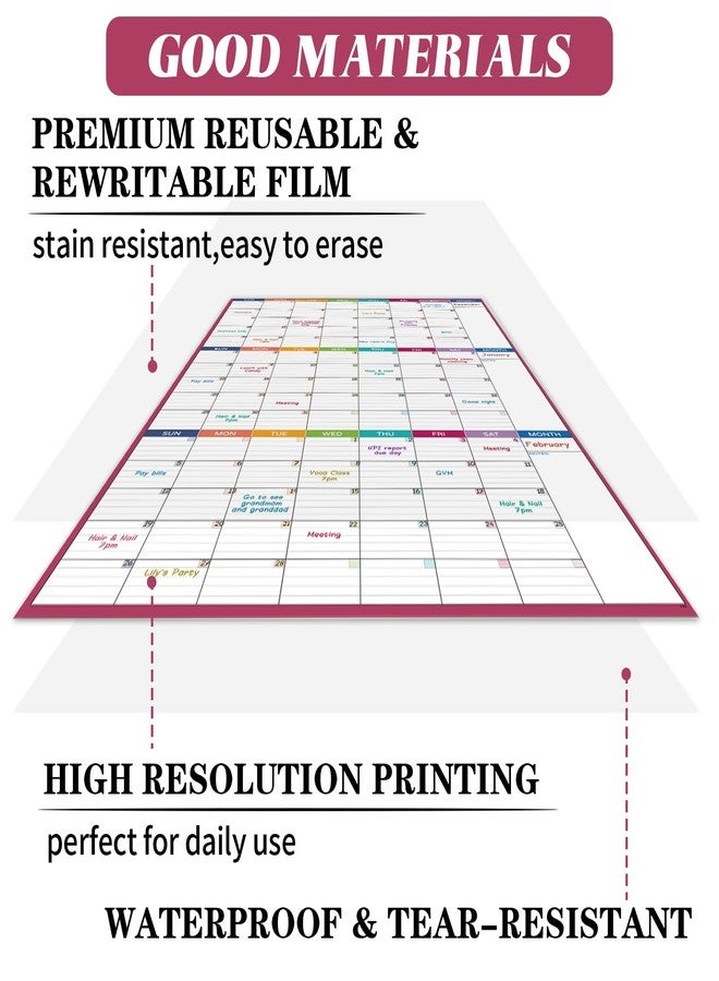 BooQool Large Dry Erase Calendar For Wall - Undated 3 Month Calendar, 28'' x 40'', Erasable & Reusable Laminated White Board With 8 Round Stickers, Vertical Layout For Home, Office And Classroom Use - Image 5