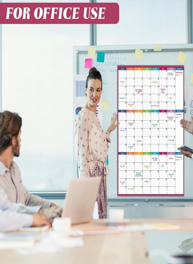 BooQool Large Dry Erase Calendar For Wall - Undated 3 Month Calendar, 28'' x 40'', Erasable & Reusable Laminated White Board With 8 Round Stickers, Vertical Layout For Home, Office And Classroom Use - Image 2