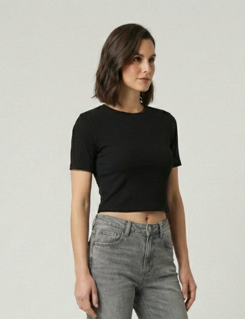 fyltr Women's Ribbed Crop Top – Fitted Top | Half Sleeve | Tops for Women | Women's Westernwear - Image 4