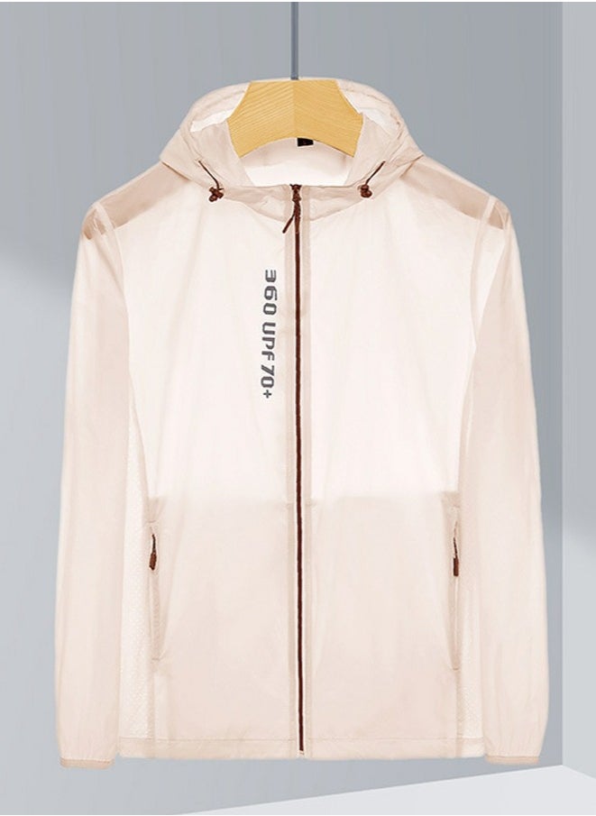 Loquat Womens Sun Protection Jacket Ultra Light Thin Breathable Outdoor Hoodie Skin Clothing Beige 