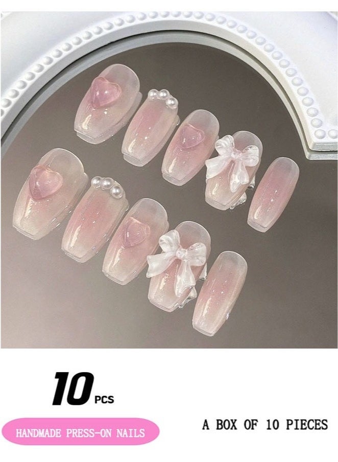 GlamKit False Nails Handmade Press On Nails With Pearl Professional Manicurist Made Salon Quality Nail Art - Image 1