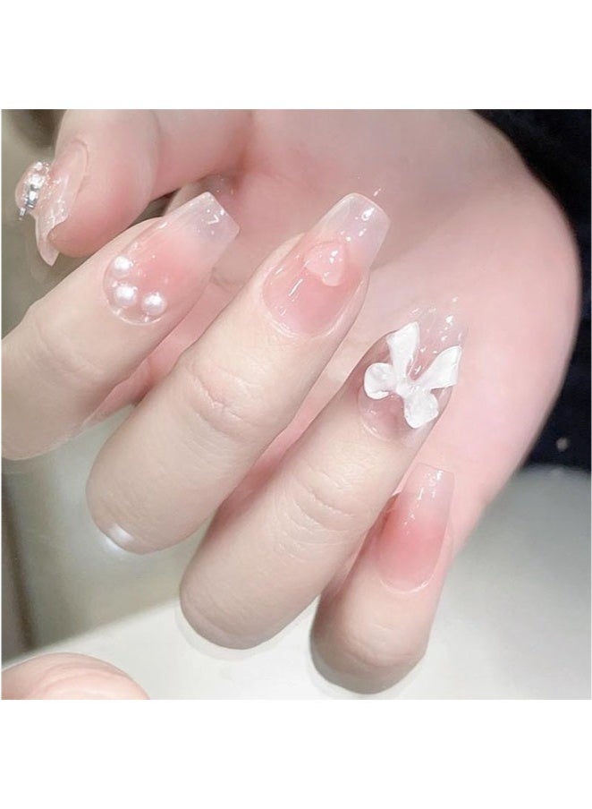 GlamKit False Nails Handmade Press On Nails With Pearl Professional Manicurist Made Salon Quality Nail Art - Image 3