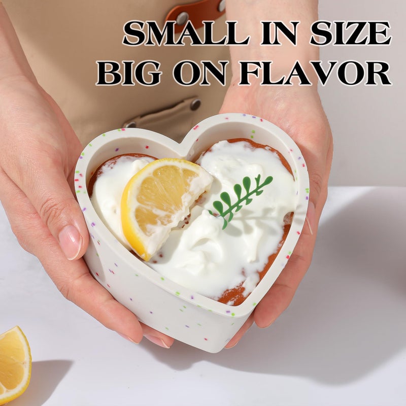 AOTASO 4 Inch Mini Heart Shaped Cake Pans Nonstick Silicone Heart Cake Molds for Baking Set of 2 (Cream) - Image 3