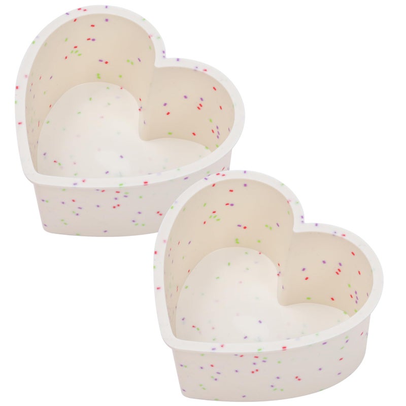 AOTASO 4 Inch Mini Heart Shaped Cake Pans Nonstick Silicone Heart Cake Molds for Baking Set of 2 (Cream) - Image 1