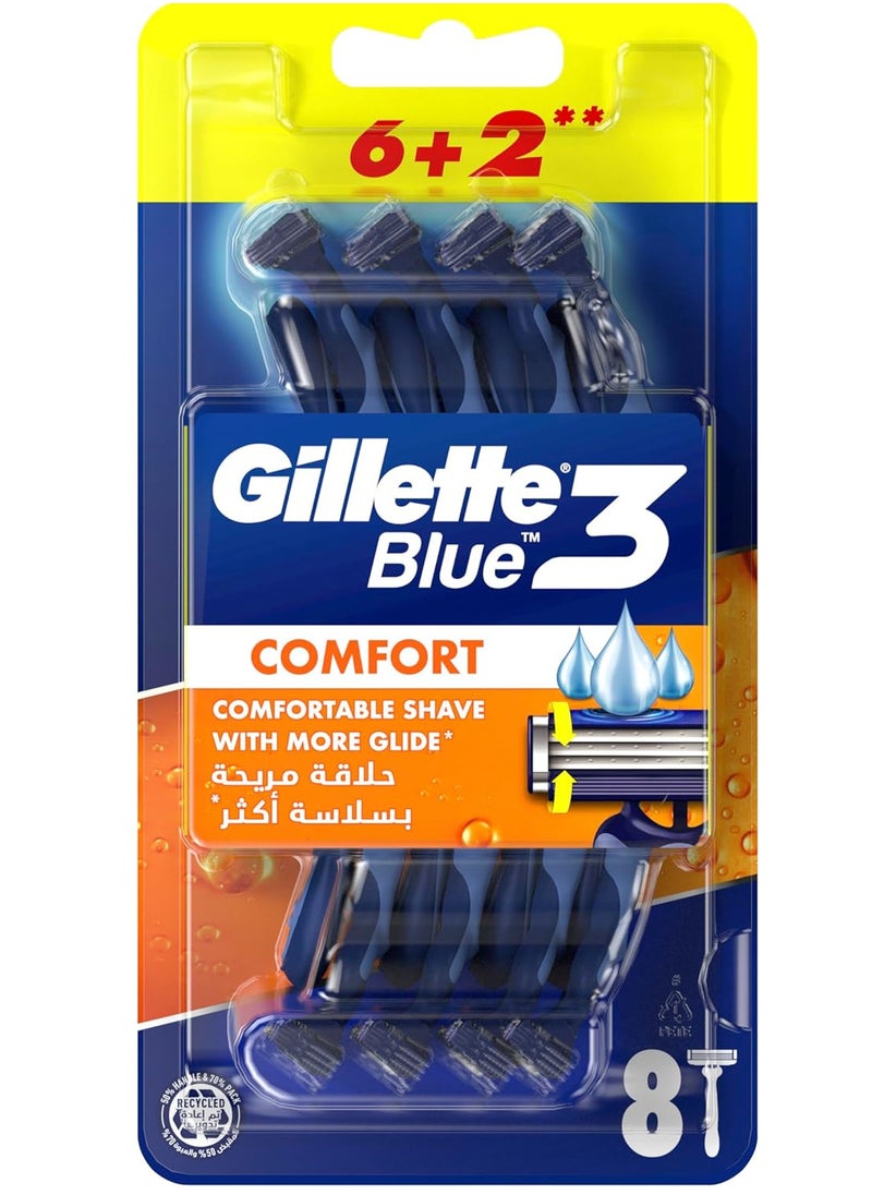 جيليت طقم ماكينة حلاقة بلو 3 كومفورت مكون من 8 قطع أزرق/فضي  - Image 1