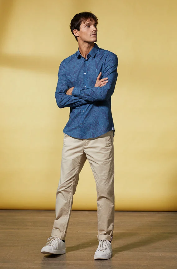 Vicomte A. Charles - Dark Blue Floral Shirt 100% Cotton