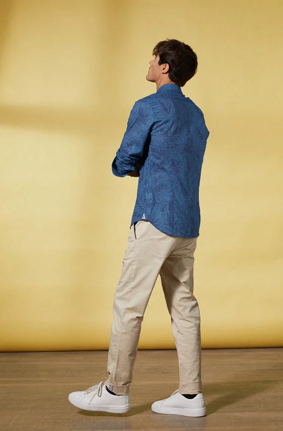 Vicomte A. Charles - Dark Blue Floral Shirt 100% Cotton