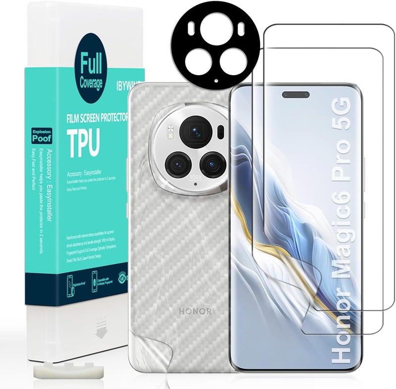 Ibywind 2 Pcs Screen Protector For Honor Magic6 Pro 5G 6.8",Flexible TPU Film,With 1Pc Camera Lens Protector,1Pc Back Film[Easy to install,Bubble Free,Case Friendly,Ultra-Clear] - Image 1