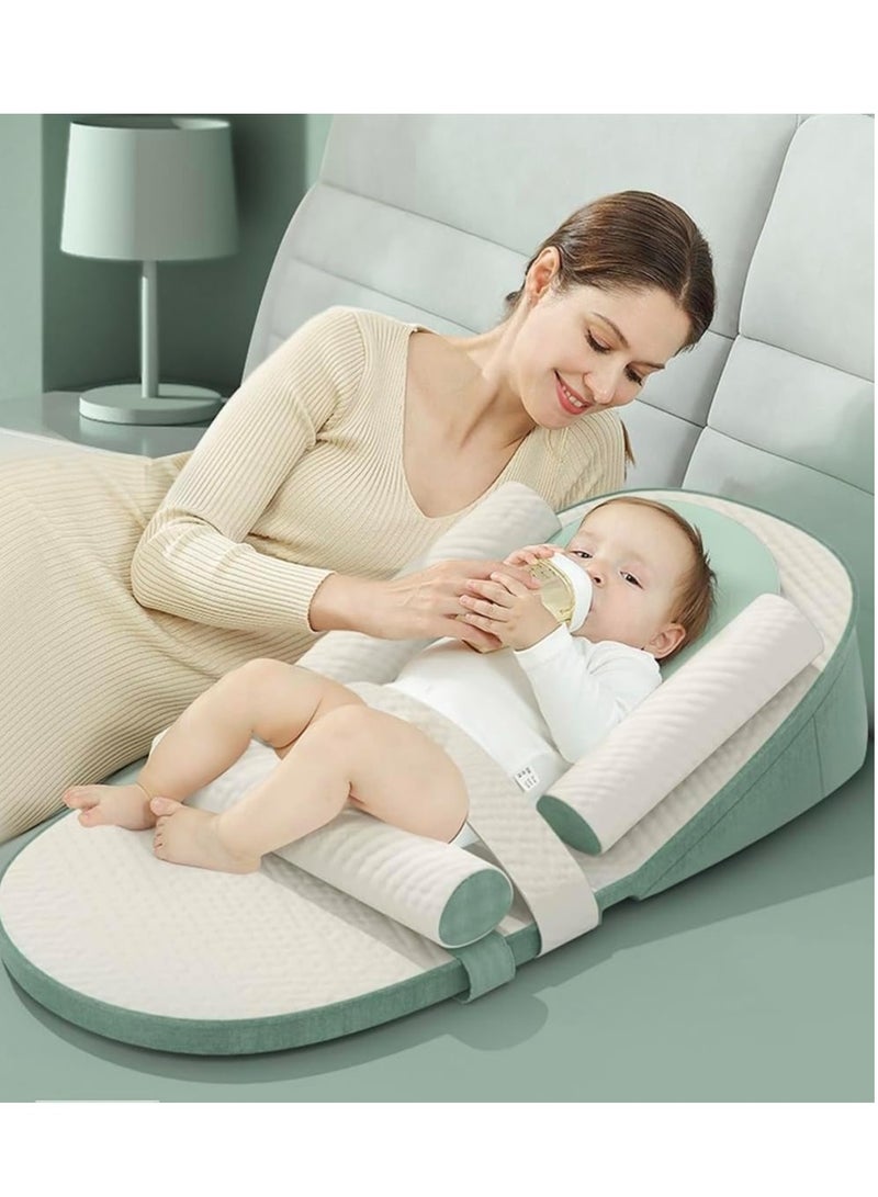 Loquat Baby Care Pillow, Baby Anti Spill Pillow, Baby Travel Bed, Baby Care Bed Wedge Sleep Pillow, Anti Backflow Pillow, Adjustable Height 0-30 °, Relieves Vomiting Milk - Image 1