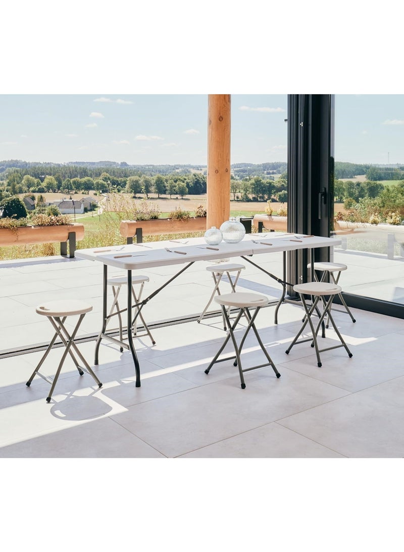 Generic White Folding Table – 180 cm (70.8 inch) Camping and Picnic Table with Steel Frame – Heavy Duty and Portable Design - Image 4