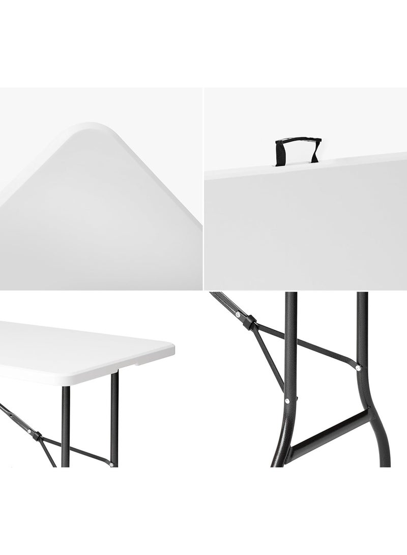 Generic White Folding Table – 180 cm (70.8 inch) Camping and Picnic Table with Steel Frame – Heavy Duty and Portable Design - Image 3